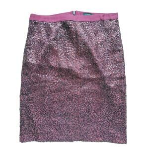 VTG J. Crew Womens Silk Sequin Embellished Pencil Skirt Size 0 Maroon Retro Glam